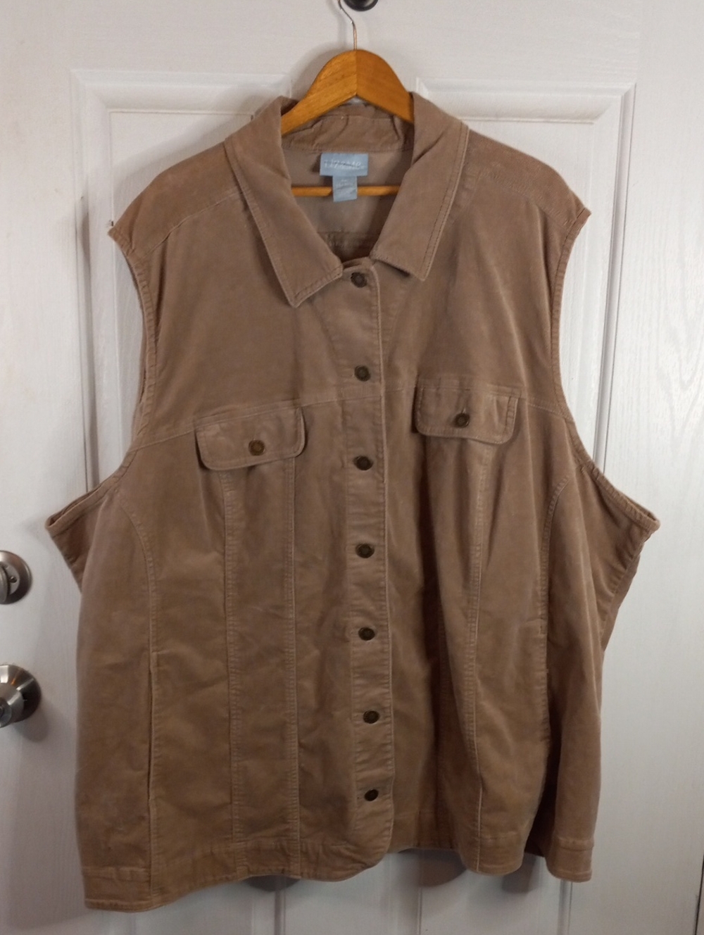 Liz & Me Corduroy Utility Vest in Taupe Brown women's plus size 5X 34-36 W NWOT